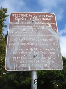 Rules for Dolores Park playground.